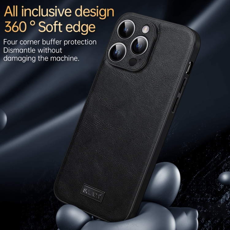 For iPhone 15 Pro Max SULADA Shockproof TPU Hybrid Handmade Leather Phone Case(Blue) For iPhone 15 Pro Max SULADA Shockproof TPU Hybrid Handmade Leather Phone Case(Blue)
