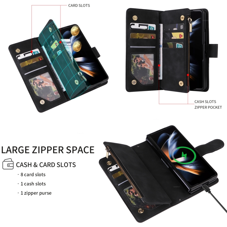 For Samsung Galaxy Z Fold5 5G Crossbody Multi-card Slot Wallet Zipper Leather Phone Case(Black) For Samsung Galaxy Z Fold5 5G Crossbody Multi-card Slot Wallet Zipper Leather Phone Case(Black)