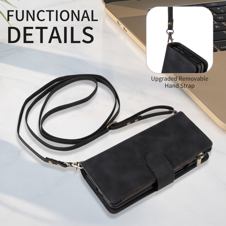 For Samsung Galaxy Z Fold5 5G Crossbody Multi-card Slot Wallet Zipper Leather Phone Case(Black) For Samsung Galaxy Z Fold5 5G Crossbody Multi-card Slot Wallet Zipper Leather Phone Case(Black)