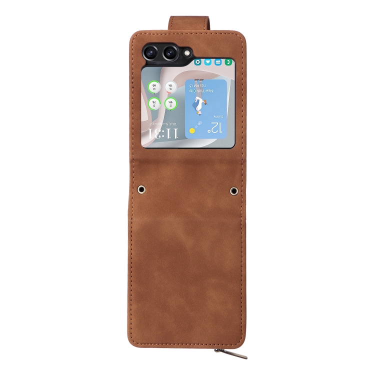 For Samsung Galaxy Z Flip5 5G Crossbody Multi-card Slot Wallet Zipper Leather Phone Case(Brown) For Samsung Galaxy Z Flip5 5G Crossbody Multi-card Slot Wallet Zipper Leather Phone Case(Brown)