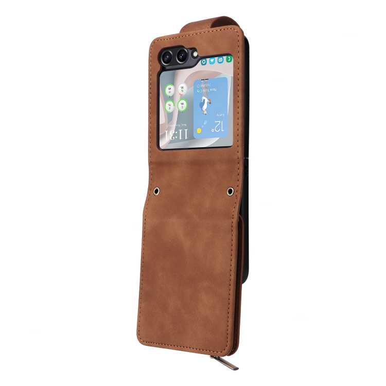 For Samsung Galaxy Z Flip5 5G Crossbody Multi-card Slot Wallet Zipper Leather Phone Case(Brown) For Samsung Galaxy Z Flip5 5G Crossbody Multi-card Slot Wallet Zipper Leather Phone Case(Brown)