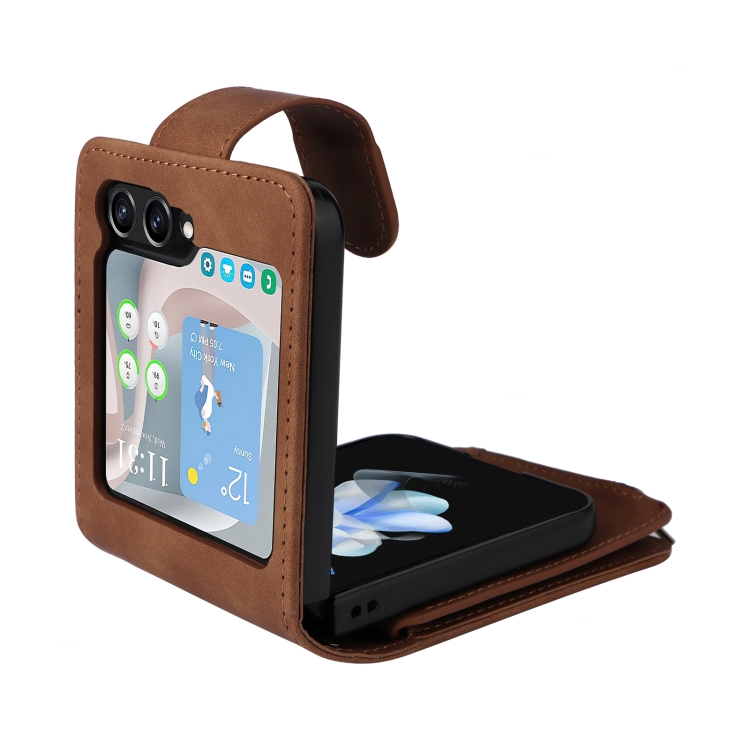 For Samsung Galaxy Z Flip5 5G Crossbody Multi-card Slot Wallet Zipper Leather Phone Case(Brown) For Samsung Galaxy Z Flip5 5G Crossbody Multi-card Slot Wallet Zipper Leather Phone Case(Brown)