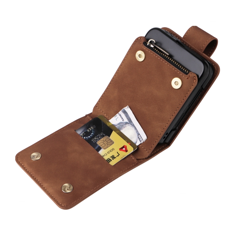 For Samsung Galaxy Z Flip5 5G Crossbody Multi-card Slot Wallet Zipper Leather Phone Case(Brown) For Samsung Galaxy Z Flip5 5G Crossbody Multi-card Slot Wallet Zipper Leather Phone Case(Brown)
