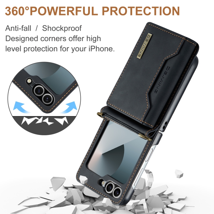 For Samsung Galaxy Z Flip6 DG.MING M2 Series Card Bag Magnetic Leather Phone Case(Black)