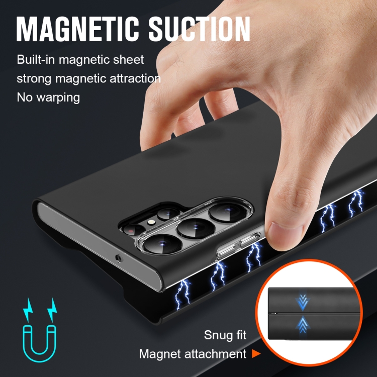 For Samsung Galaxy S23+ 5G Magnetic Napa Texture Leather Phone Case with Holder(Black)