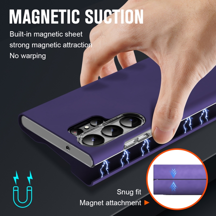 For Samsung Galaxy S22 5G Magnetic Napa Texture Leather Phone Case with Holder(Purple)