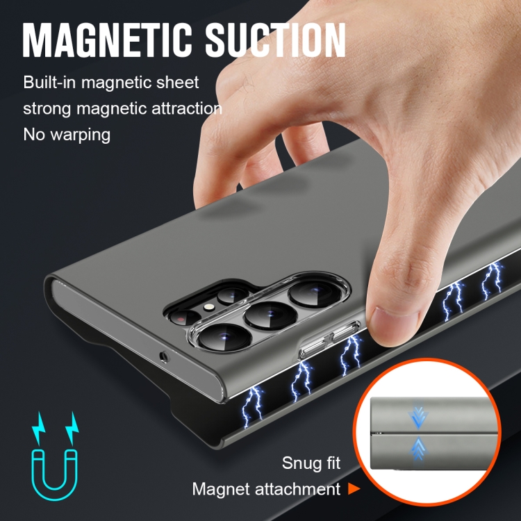 For Samsung Galaxy S22 Ultra 5G Magnetic Napa Texture Leather Phone Case with Holder(Grey) For Samsung Galaxy S22 Ultra 5G Magnetic Napa Texture Leather Phone Case with Holder(Grey)