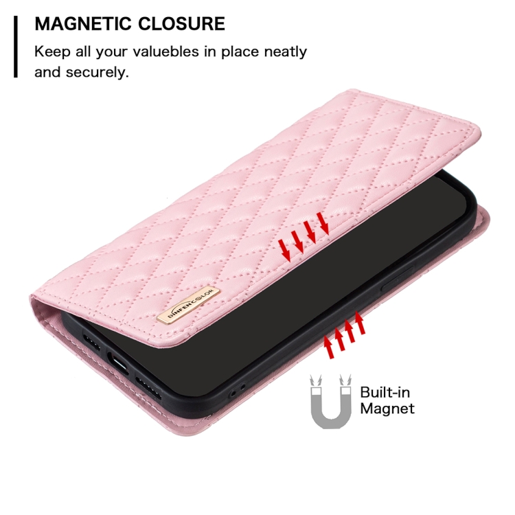 Para Honor 90 5G Funda para teléfono con tapa de cuero magnético Diamond  Lattice (rosa)