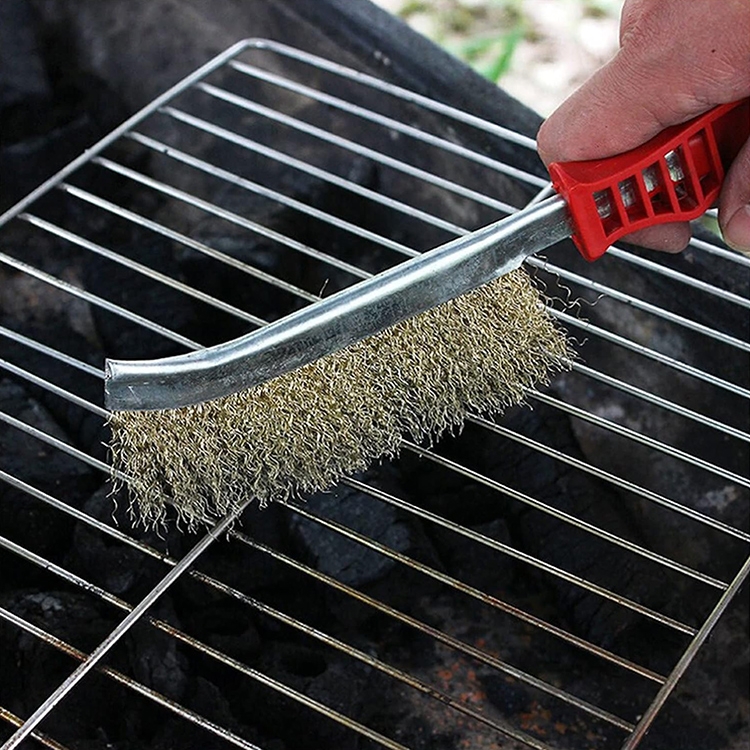 BBQ Grill Wire Cleaning Brush with Handle Copper Plating