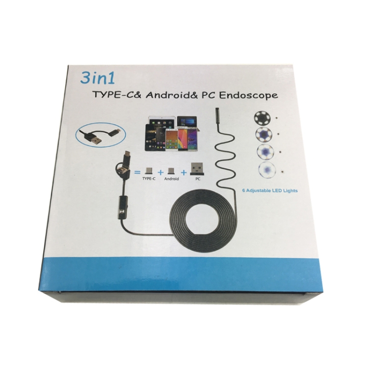 Camara Endoscopio De 5m, Otg Usb 3 En 1 Para Android Y Pc