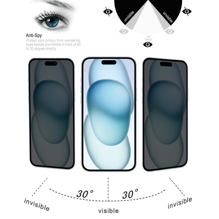 YIOU [4 pièces] Verre Trempé Anti Espion Pour iPhone 13 Pro Max (6