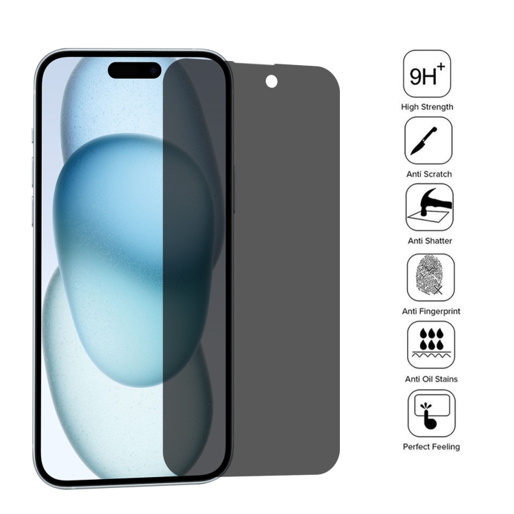 Para iPhone 15 Pro / 15 25 piezas Película de vidrio templado antiespía de  cubierta completa de alta transparencia