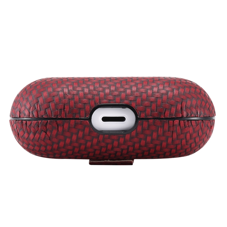 For AirPods Pro PC + PU Carbon Fiber Earphone Protective Case with Hook(Wine Red) For AirPods Pro PC + PU Carbon Fiber Earphone Protective Case with Hook(Wine Red)