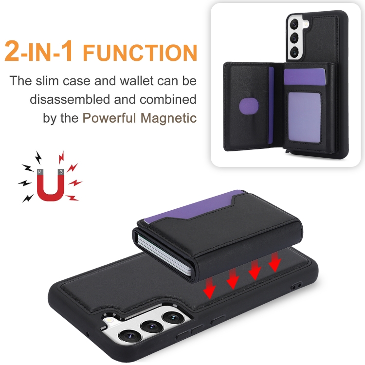 For Samsung Galaxy S22+ RFID Anti-theft Detachable Card Bag Leather Phone Case(Black) For Samsung Galaxy S22+ RFID Anti-theft Detachable Card Bag Leather Phone Case(Black)