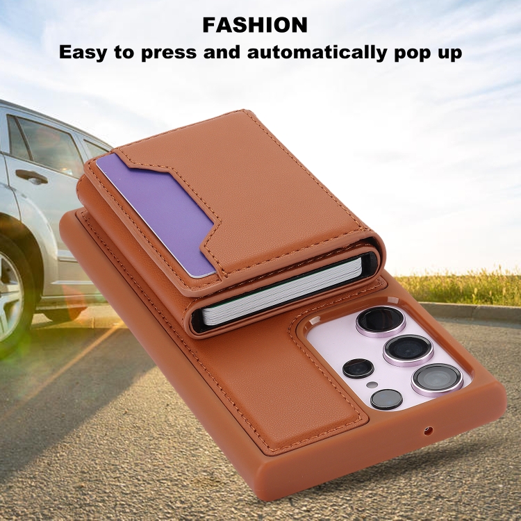 For Samsung Galaxy S23 Ultra RFID Anti-theft Detachable Card Bag Leather Phone Case(Brown) For Samsung Galaxy S23 Ultra RFID Anti-theft Detachable Card Bag Leather Phone Case(Brown)