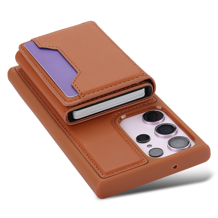 For Samsung Galaxy S23 Ultra RFID Anti-theft Detachable Card Bag Leather Phone Case(Brown) For Samsung Galaxy S23 Ultra RFID Anti-theft Detachable Card Bag Leather Phone Case(Brown)