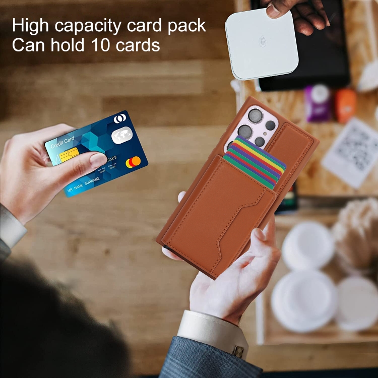For Samsung Galaxy S23 Ultra RFID Anti-theft Detachable Card Bag Leather Phone Case(Brown) For Samsung Galaxy S23 Ultra RFID Anti-theft Detachable Card Bag Leather Phone Case(Brown)
