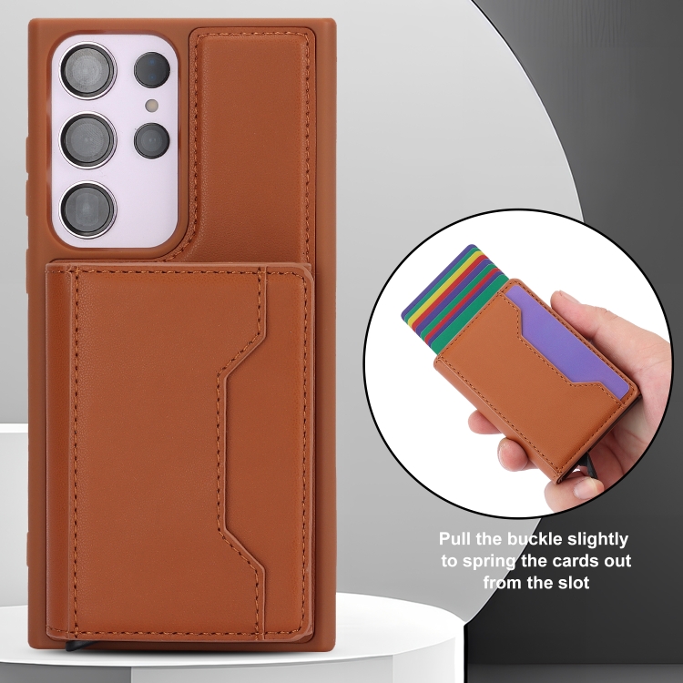For Samsung Galaxy S23 Ultra RFID Anti-theft Detachable Card Bag Leather Phone Case(Brown) For Samsung Galaxy S23 Ultra RFID Anti-theft Detachable Card Bag Leather Phone Case(Brown)