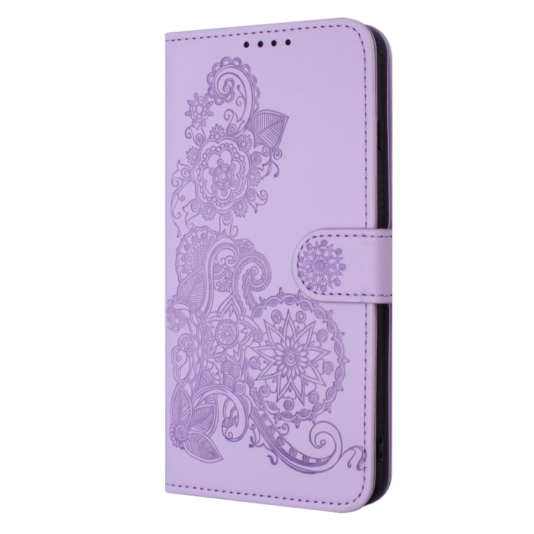 For iPhone 14 Plus Datura Flower Embossed Flip Leather Phone Case(Purple) For iPhone 14 Plus Datura Flower Embossed Flip Leather Phone Case(Purple)