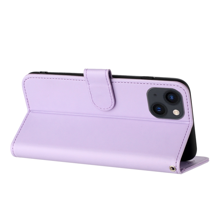 For iPhone 14 Plus Datura Flower Embossed Flip Leather Phone Case(Purple) For iPhone 14 Plus Datura Flower Embossed Flip Leather Phone Case(Purple)