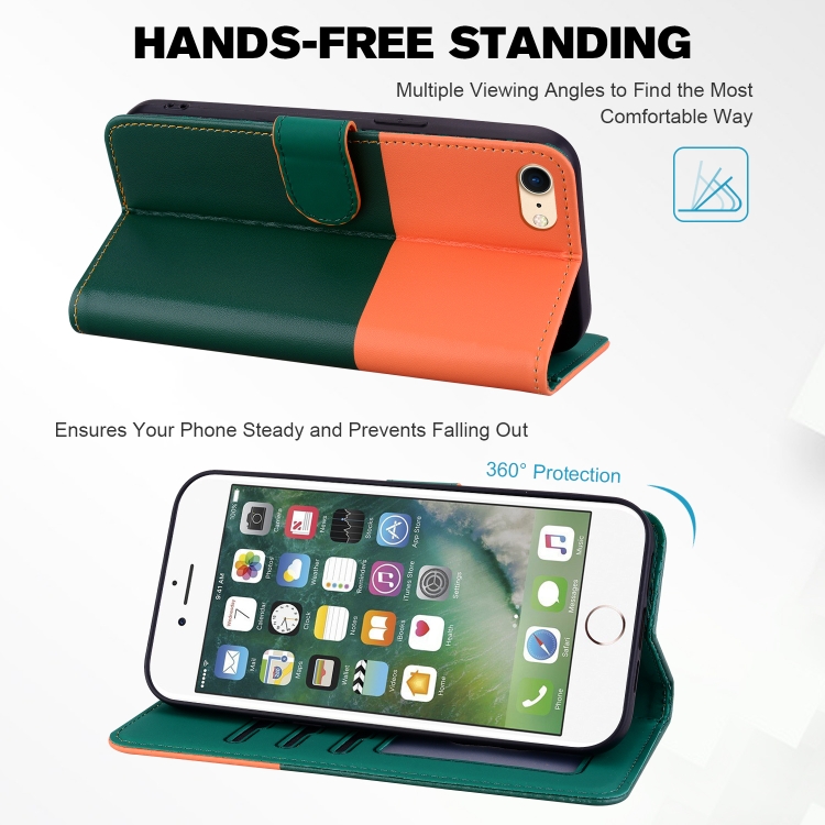 For iPhone SE 2022 / 2020 / 8 / 7 Cute Pet Series Color Block Buckle Leather Phone Case(Dark Green) For iPhone SE 2022 / 2020 / 8 / 7 Cute Pet Series Color Block Buckle Leather Phone Case(Dark Green)