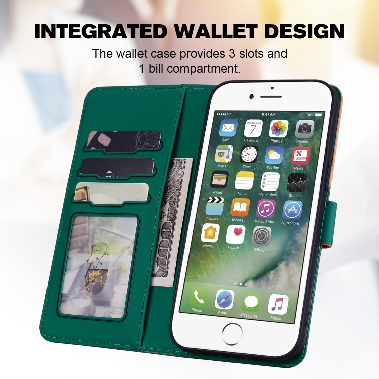 For iPhone SE 2022 / 2020 / 8 / 7 Cute Pet Series Color Block Buckle Leather Phone Case(Dark Green) For iPhone SE 2022 / 2020 / 8 / 7 Cute Pet Series Color Block Buckle Leather Phone Case(Dark Green)