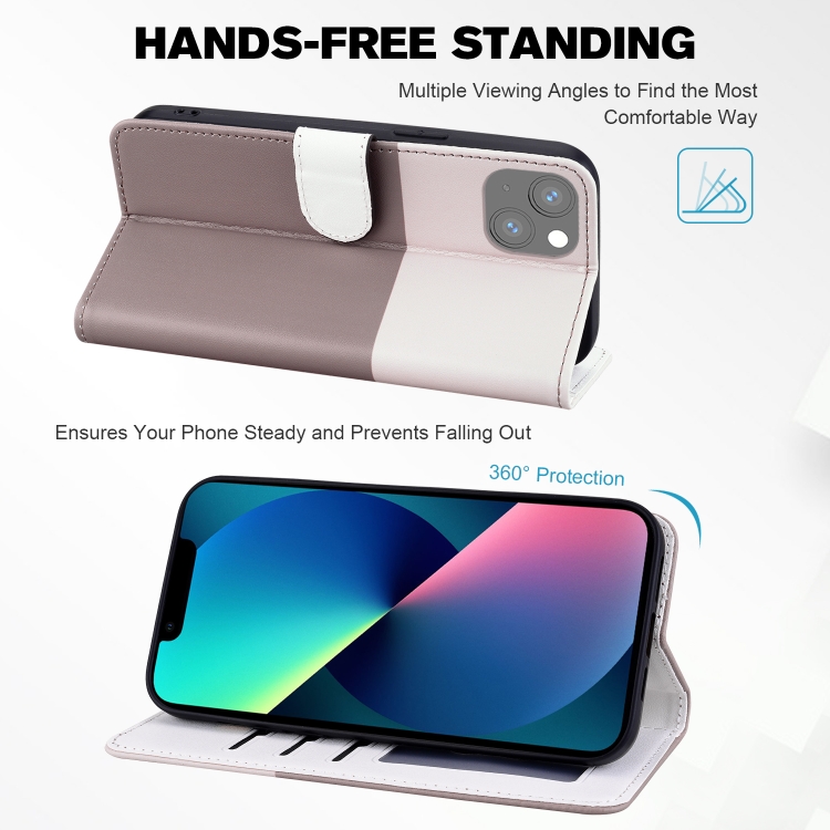For iPhone 13 mini Cute Pet Series Color Block Buckle Leather Phone Case(Pale Mauve) For iPhone 13 mini Cute Pet Series Color Block Buckle Leather Phone Case(Pale Mauve)