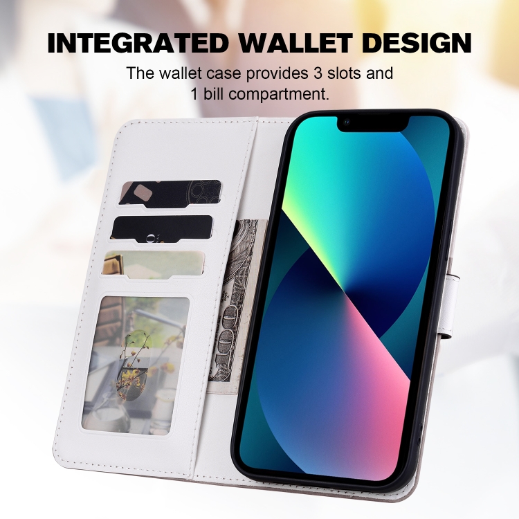 For iPhone 13 mini Cute Pet Series Color Block Buckle Leather Phone Case(Pale Mauve) For iPhone 13 mini Cute Pet Series Color Block Buckle Leather Phone Case(Pale Mauve)