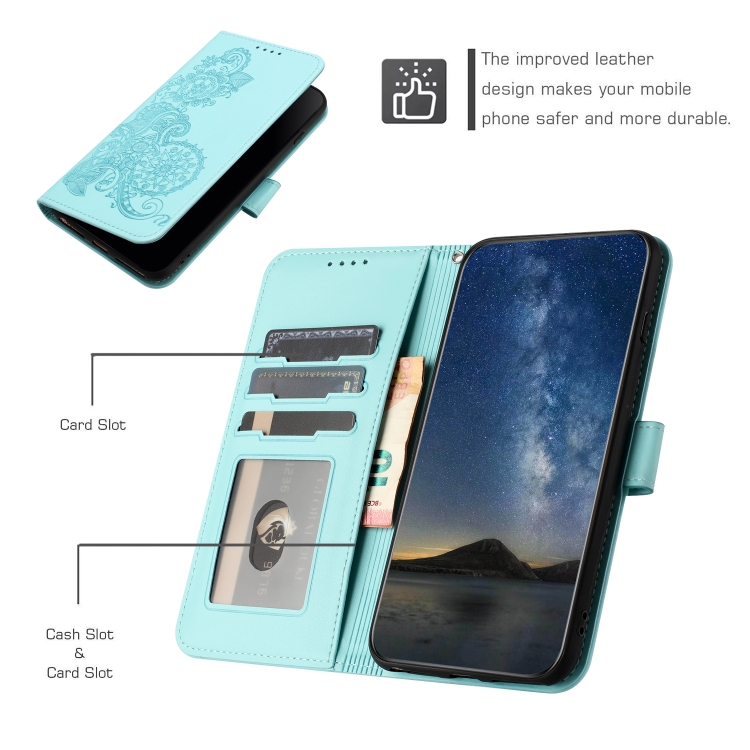 For Samsung Galaxy S22+ Datura Flower Embossed Flip Leather Phone Case(Light blue) For Samsung Galaxy S22+ Datura Flower Embossed Flip Leather Phone Case(Light blue)