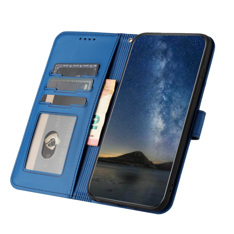 For Samsung Galaxy S23+ Datura Flower Embossed Flip Leather Phone Case(Blue)