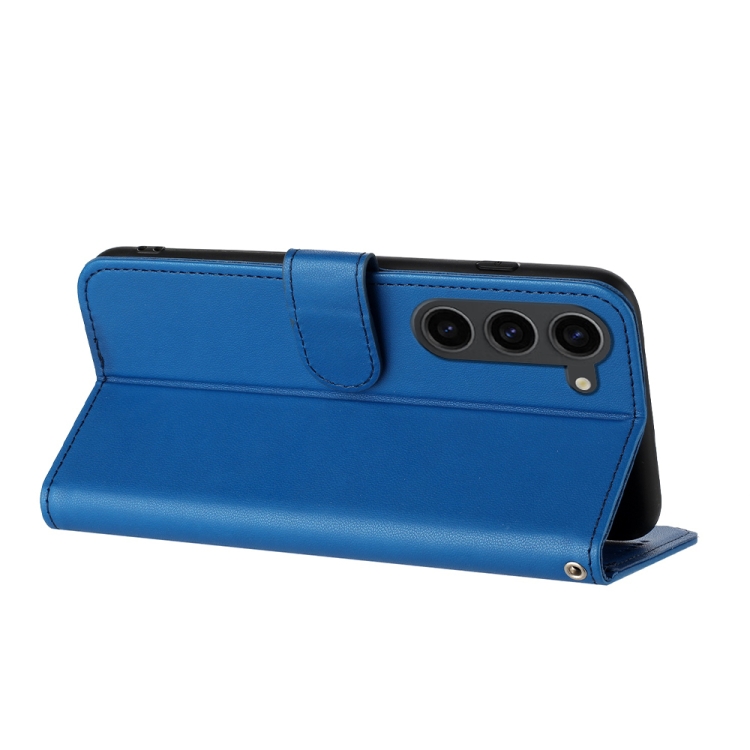 For Samsung Galaxy S23+ Datura Flower Embossed Flip Leather Phone Case(Blue)