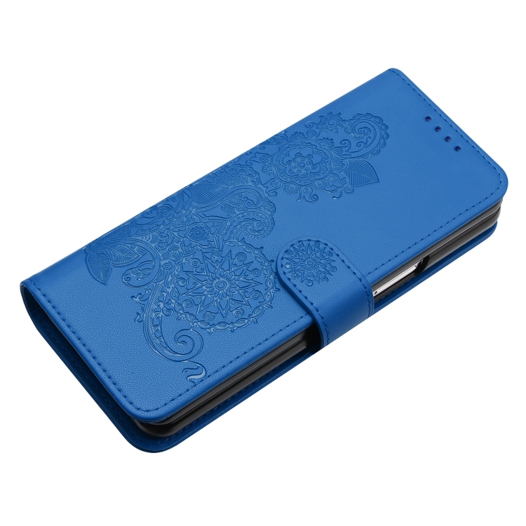 For Samsung Galaxy Z Fold5 5G Datura Flower Embossed Flip Leather Phone Case(Blue) For Samsung Galaxy Z Fold5 5G Datura Flower Embossed Flip Leather Phone Case(Blue)