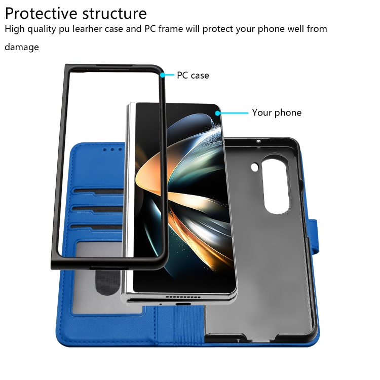 For Samsung Galaxy Z Fold5 5G Datura Flower Embossed Flip Leather Phone Case(Blue) For Samsung Galaxy Z Fold5 5G Datura Flower Embossed Flip Leather Phone Case(Blue)