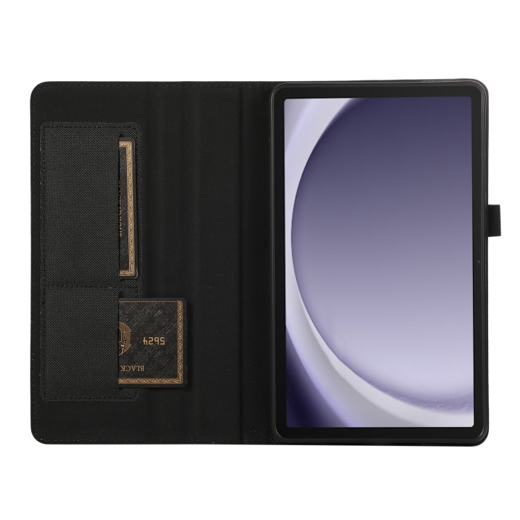 Para Samsung Galaxy Tab A9 Funda para tableta de cuero PU con tapa horizontal TPU + tela (negro) - 3