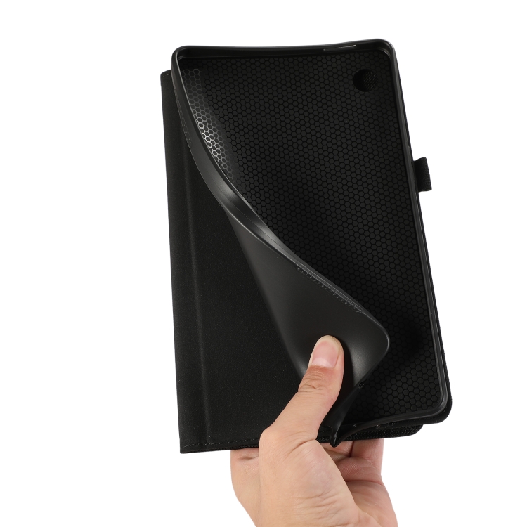 Para Samsung Galaxy Tab A9 Funda para tableta de cuero PU con tapa horizontal TPU + tela (negro) - 6