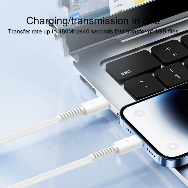 Yesido CA153 PD 20W USB-C / Type-C to 8 Pin Charging Data Cable, Length: 1m(White) Yesido CA153 PD 20W USB-C / Type-C to 8 Pin Charging Data Cable, Length: 1m(White)