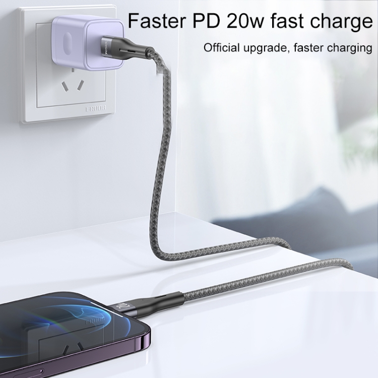 Yesido CA155 PD 20W USB-C / Type-C to 8 Pin Charging Data Cable, Length: 1m(Black) Yesido CA155 PD 20W USB-C / Type-C to 8 Pin Charging Data Cable, Length: 1m(Black)