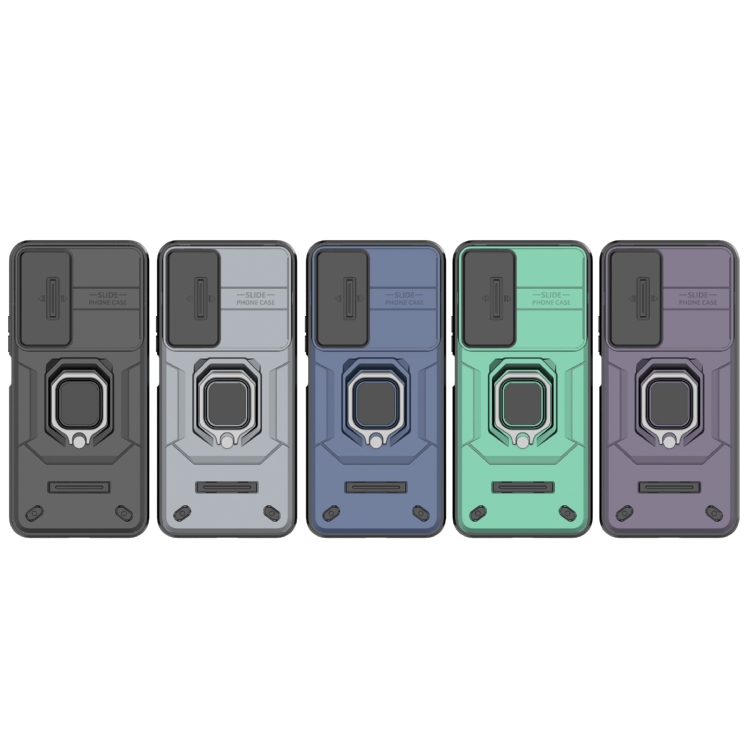Para Honor 90 Lite 5G Sliding Camshield TPU + PC Funda para teléfono a  prueba de golpes con soporte (azul)
