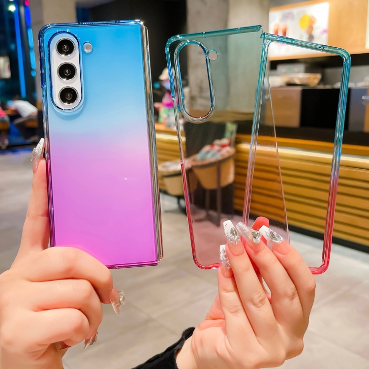 For Samsung Galaxy Z Fold5 Two Color Gradient Translucent Phone Case(Green+Red) For Samsung Galaxy Z Fold5 Two Color Gradient Translucent Phone Case(Green+Red)