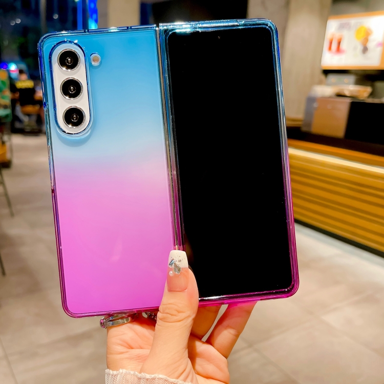For Samsung Galaxy Z Fold5 Two Color Gradient Translucent Phone Case(Green+Red) For Samsung Galaxy Z Fold5 Two Color Gradient Translucent Phone Case(Green+Red)