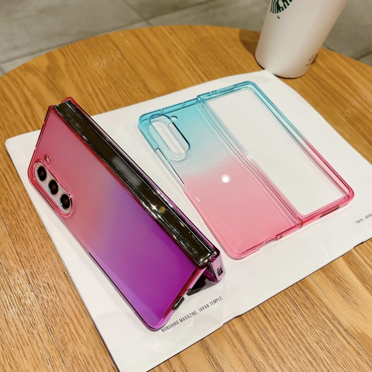 For Samsung Galaxy Z Fold5 Two Color Gradient Translucent Phone Case(Green+Red) For Samsung Galaxy Z Fold5 Two Color Gradient Translucent Phone Case(Green+Red)