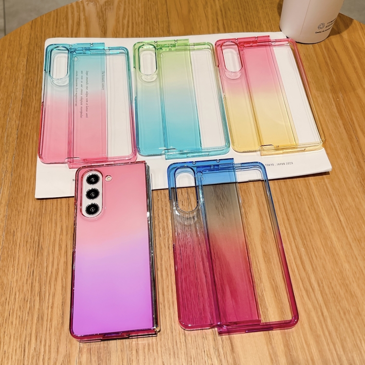 For Samsung Galaxy Z Fold5 Two Color Gradient Translucent Phone Case(Green+Red) For Samsung Galaxy Z Fold5 Two Color Gradient Translucent Phone Case(Green+Red)