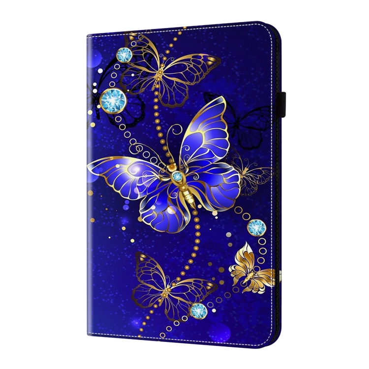 Para Samsung Galaxy Tab S9 Funda para tableta de cuero pintado con textura ultra cristalina (mariposas de diamante) - 1