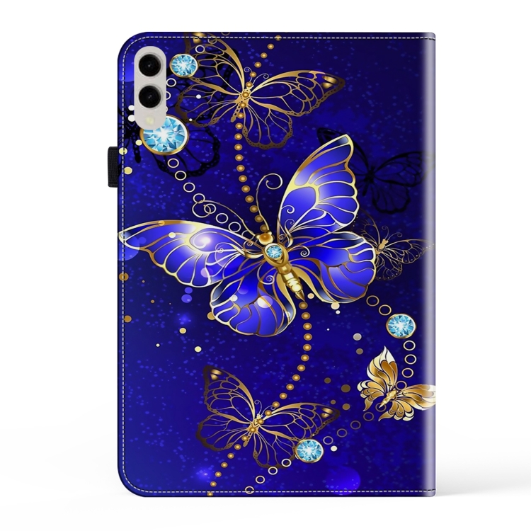 Para Samsung Galaxy Tab S9 Funda para tableta de cuero pintado con textura ultra cristalina (mariposas de diamante) - 2