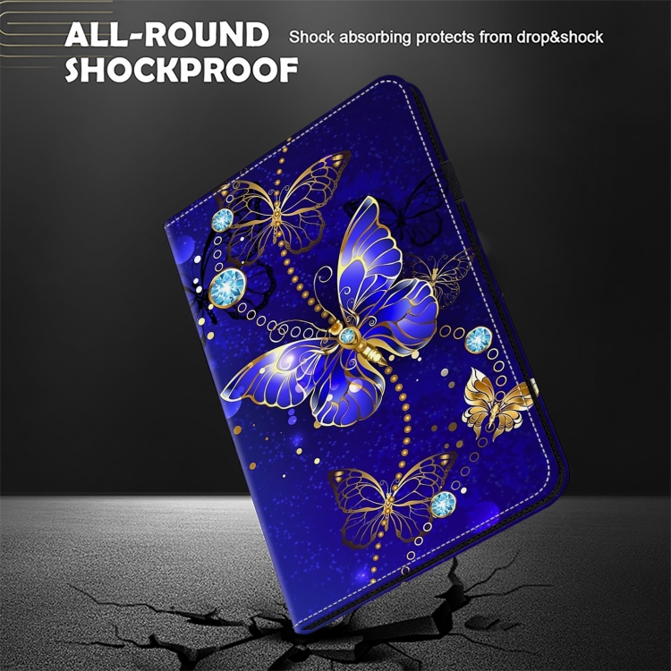 Para Samsung Galaxy Tab S9 Funda para tableta de cuero pintado con textura ultra cristalina (mariposas de diamante) - 4