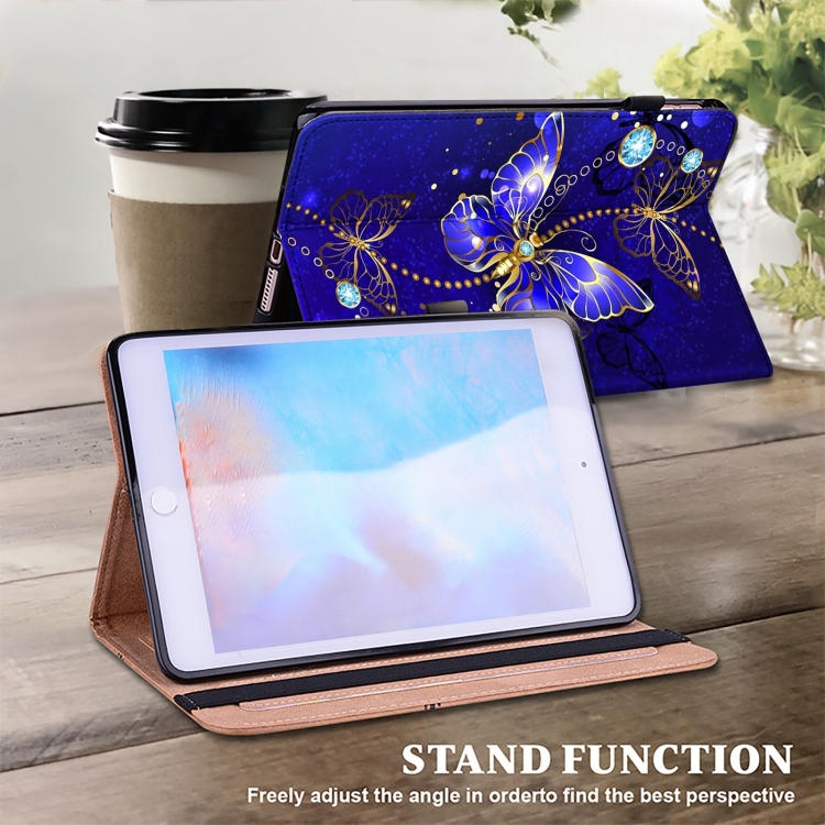Para Samsung Galaxy Tab S9 Funda para tableta de cuero pintado con textura ultra cristalina (mariposas de diamante) - 5