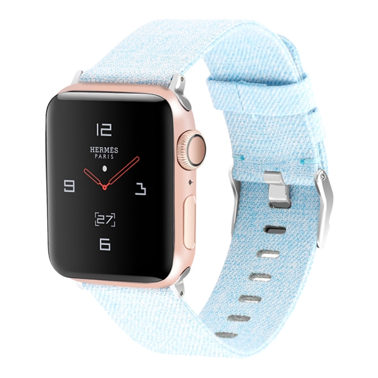SUNSKY - Para Apple Watch Series 6 y SE y 5 y 4 44 mm / 3 y 2 y 1 42 mm  Correa de muñeca de lona estilo D (azul claro)