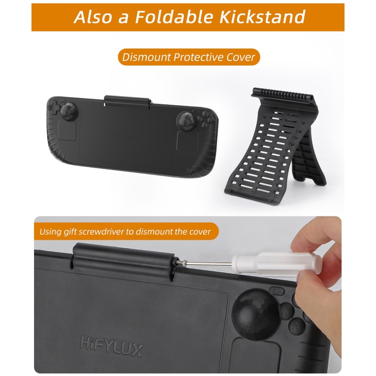 สำหรับ Steam Deck Hifylux ใน เกมคอนโซล Protector GUARD Monitor ฝาครอบ  Sun Hood Kickstand Holder Mount (สีดำ)