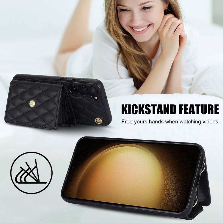 For Samsung Galaxy S23+ 5G Crossbody Rhombic Horizontal Wallet Leather Phone Case(Black) For Samsung Galaxy S23+ 5G Crossbody Rhombic Horizontal Wallet Leather Phone Case(Black)