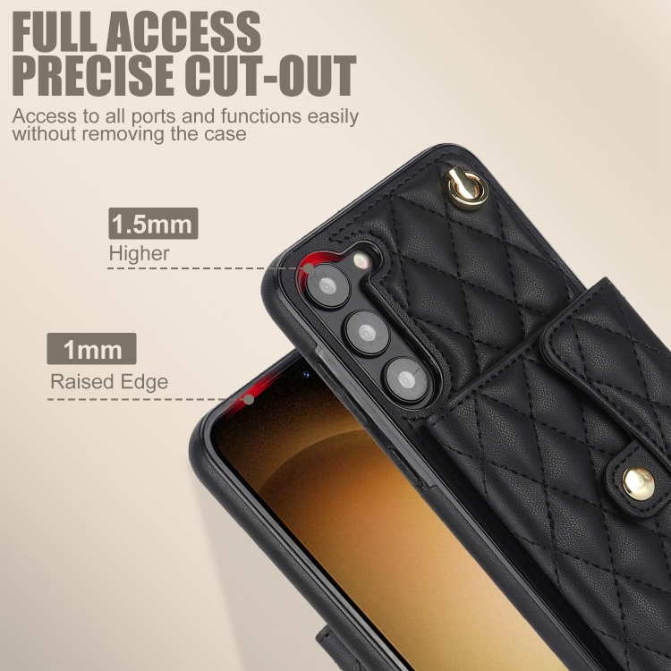 For Samsung Galaxy S23+ 5G Crossbody Rhombic Horizontal Wallet Leather Phone Case(Black) For Samsung Galaxy S23+ 5G Crossbody Rhombic Horizontal Wallet Leather Phone Case(Black)